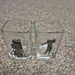 Vintage Golf Themed Pewter Glass Shot Golfer And Golf Bag 1980s Made In USA